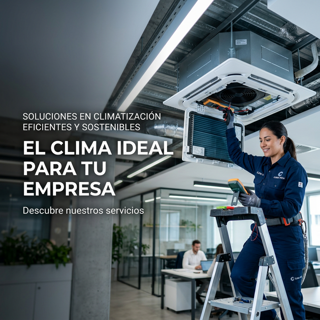 Técnico instalando maquinaria de aire acondicionado